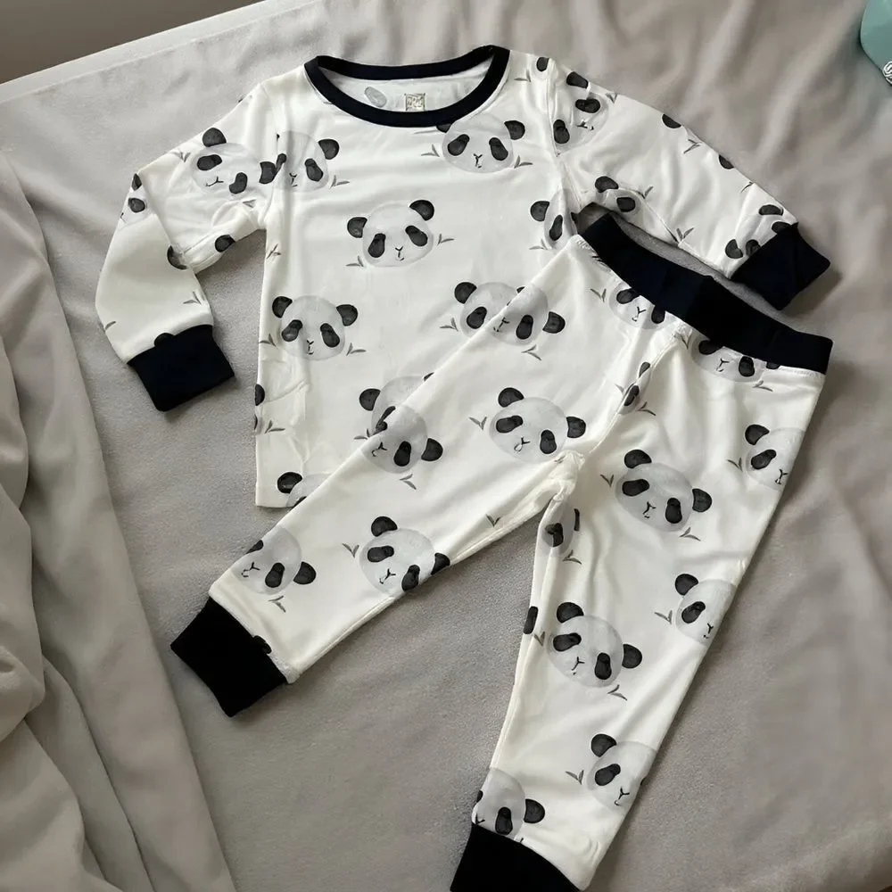 Bamboo Organic Adorable Brown and White Kids Pajamas Panda